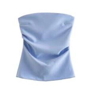 Zara Light Blue Strapless Top